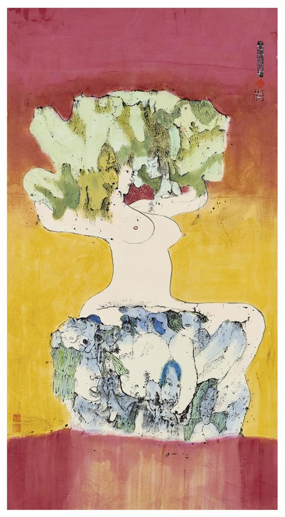 陳福善 (1905-1995)，《無題(裸女)》，彩墨 紙本，152x52cm，倫敦泰特美術館藏。